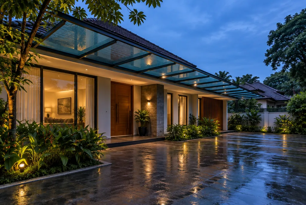 Car porch awning in Kuala Lumpur by Eave Designs